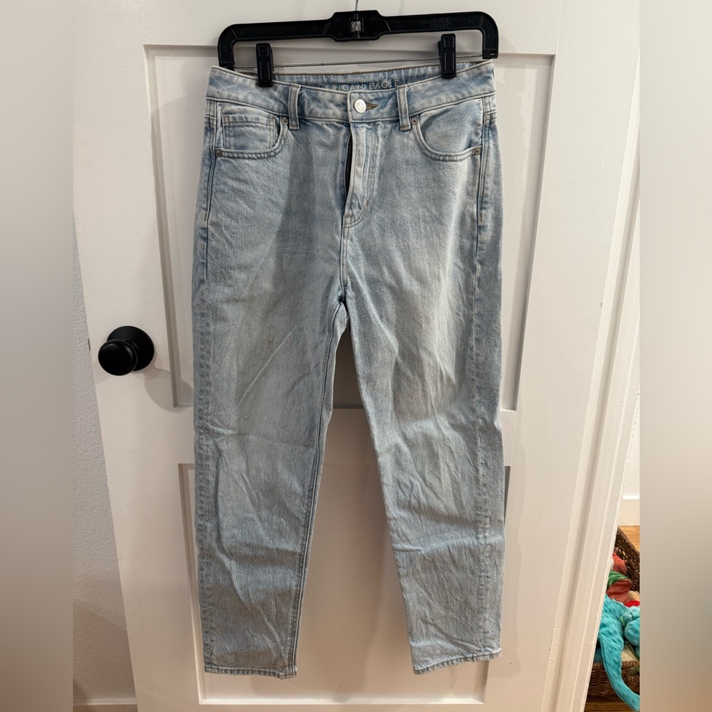 American Eagle Light Blue High Waisted Denim Mom Jeans
